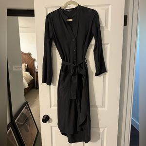 James Perse Belted Crepe de Chine Dress
